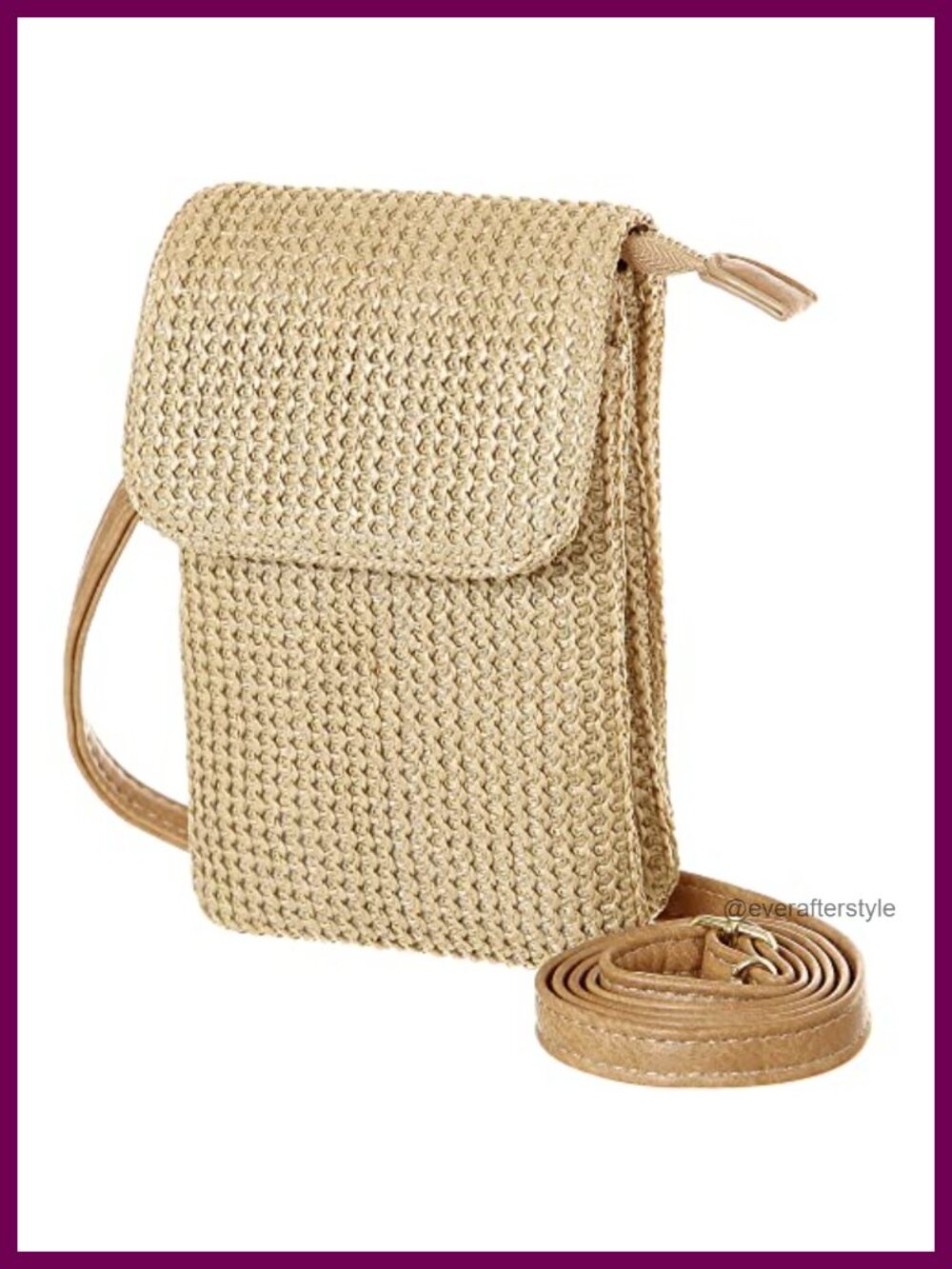 Faux Straw Woven Crossbody Bag Small Summer Purse Adjustable Strap Boho